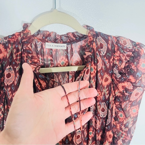 NEW Ulla Johnson Alessandra Dress Garnet Silk Southwestern Bohemian Wedding - Picture 11 of 12